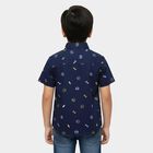 Boys Navy Blue Cotton Half Sleeve Classic Collar Casual Shirt, Navy Blue, small