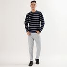Men's Deep Midnight Navy Blue Crew Neck Casual Full Sleeve T-Shirt , Navy Blue, small image number null