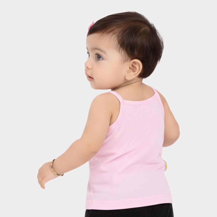 Infants' Pink Cotton Round Neck Casual Vest, Light Pink, large