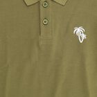 Boys Muted Olive Green Polo Neck Casual T-Shirt, Olive, small