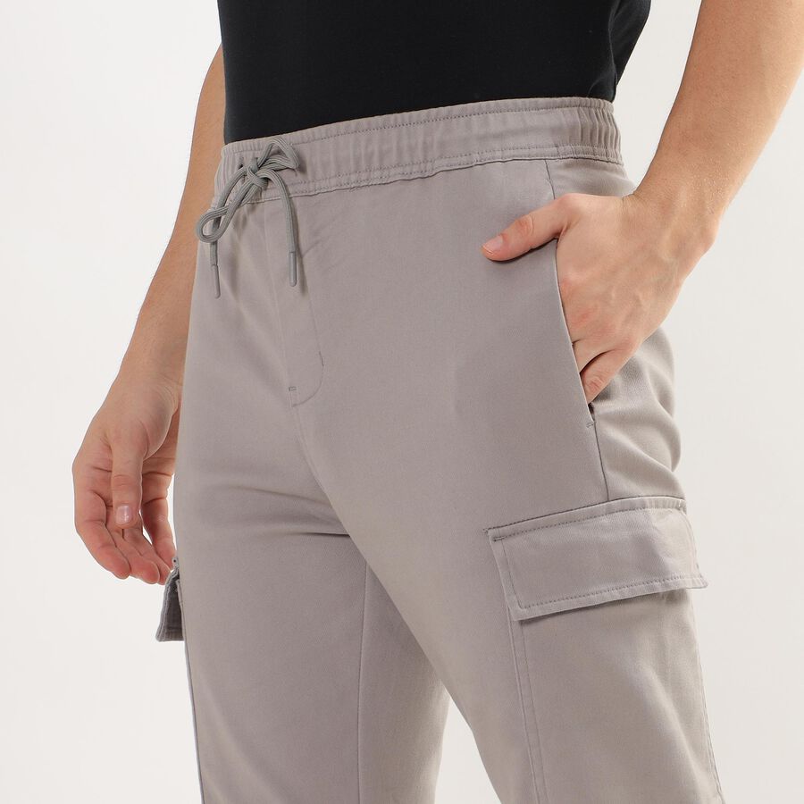 Men's Cargo Slim Fit Casual Trousers , हल्का ग्रे, large image number null