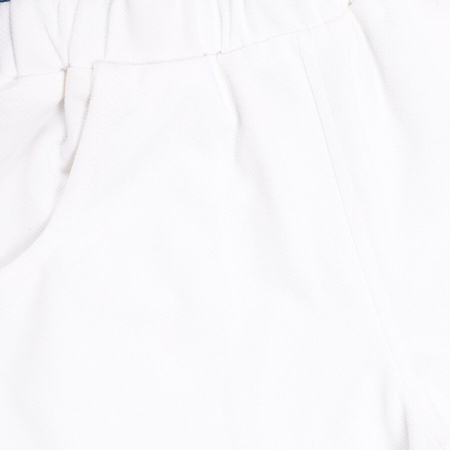 Girls' Muted Denim Blue Ruffle Sleeve Casual Top and White Shorts Set, Light Blue, large image number null
