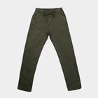 Boys' Olive Green Straight Fit Drawstring Waist Jeans, ओलिव, small