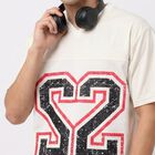 Men's Grey V-Neck Regular T-Shirt, Ecru Melange, small
