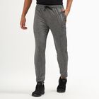 Men's Heathered Steel Grey Slim Fit Active Track Pants, Light Grey, small image number null