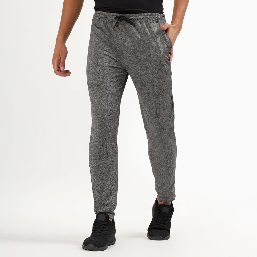 Men's Heathered Steel Grey Slim Fit Active Track Pants, Light Grey, large image number null