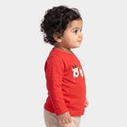 Infants Red Cotton Round Neck Regular T-Shirt, लाल, small
