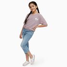 Girls Dusty Lavender Pink Round Neck Casual T-Shirt, गुलाबी, small image number null