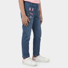Girls Light Blue Straight Fit Bunny Embroidered Jeans, Light Blue, small