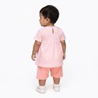 Infants' Light Pink Cotton Peter Pan Collar Casual Top and Capri Set, पीच, small image number null