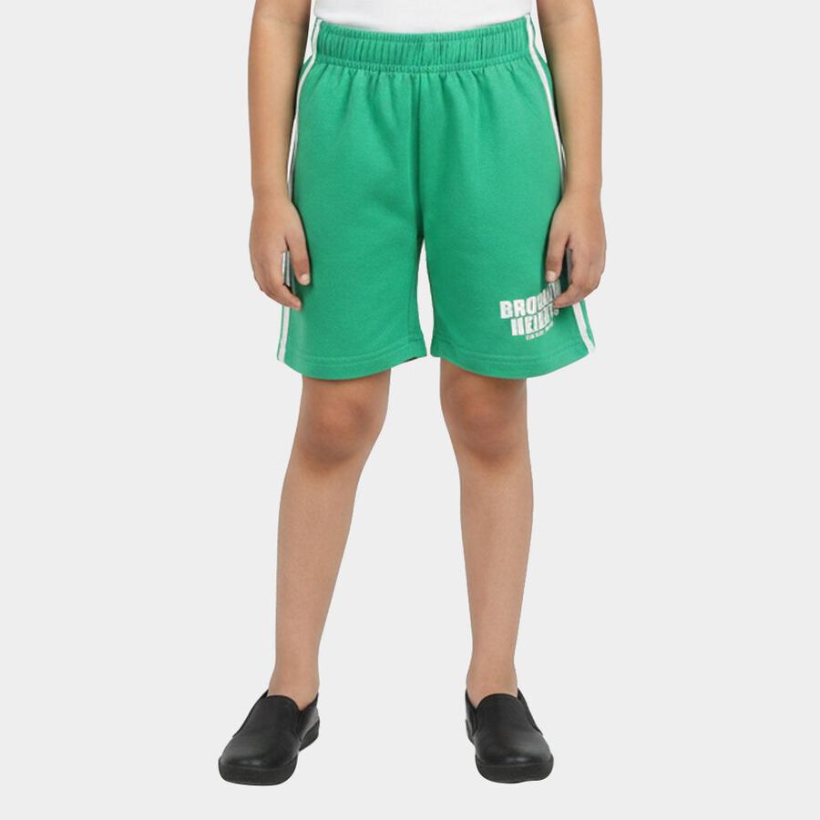 Girls Green Regular Fit Side Stripe Sports Shorts, हल्का हरा, large