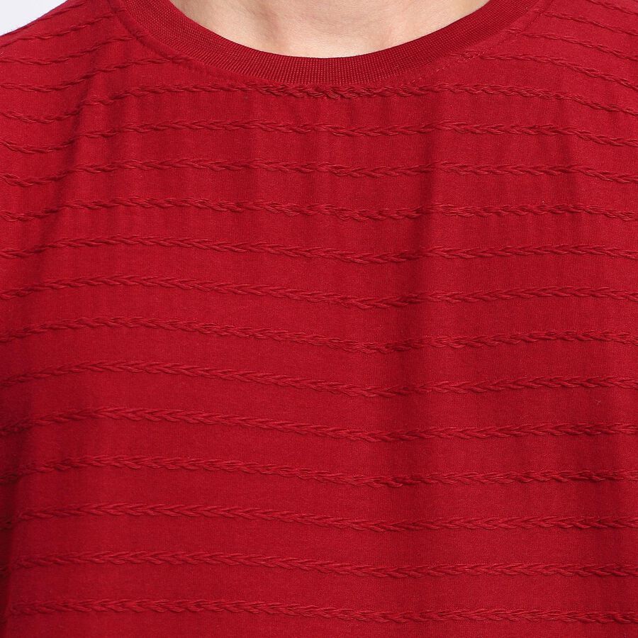 Men's Round Neck Half Sleeves T-Shirt , Maroon, large image number null