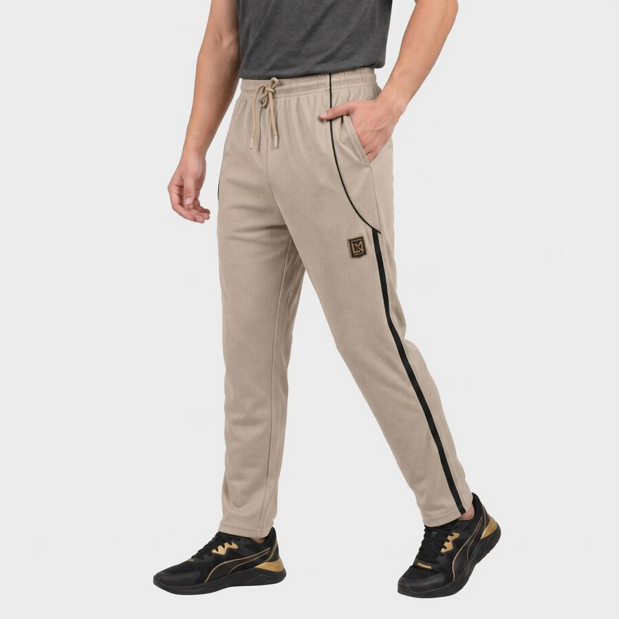 Men's Grey Tapered Fit Side-Striped Track Pants, Light Grey, large