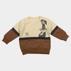 Infants' Beige Cotton Round Neck Pullover Sweatshirt, Beige, small