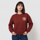 Women Maroon Crew Neck Pullover Sweatshirt, Rust, small