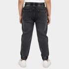 Boys Black Regular Fit Jogger Style Jeans, काला, small