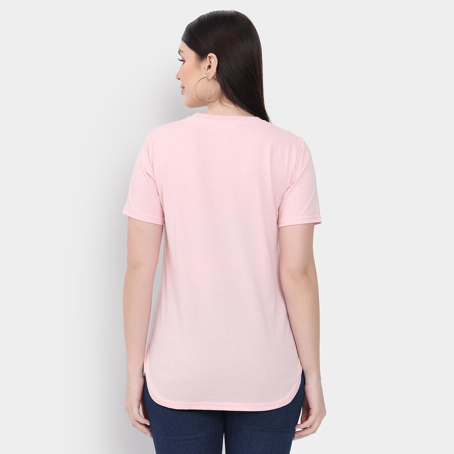 Ladies' Round Neck T-Shirt , हल्का गुलाबी, large