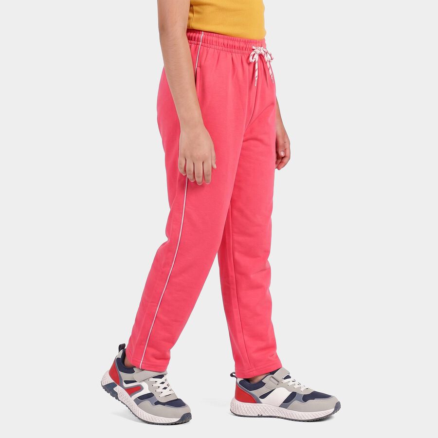 Girls Fuchsia Straight Fit Printed Drawstring Winter Pyjama, Fuchsia, large