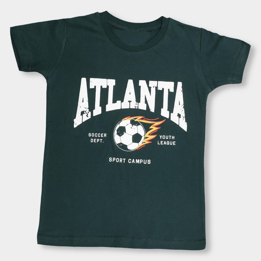 Boys' 100% Cotton Half Sleeves T-Shirt , Dark Green, large image number null