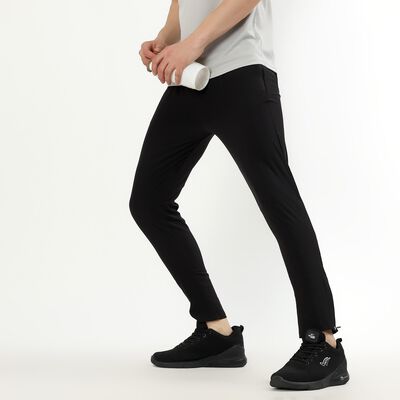 Men's Jet Black Tapered Fit Zippered Track Pants