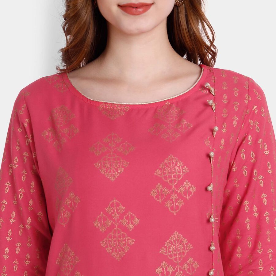 Printed Straight Kurta, Coral, large image number null