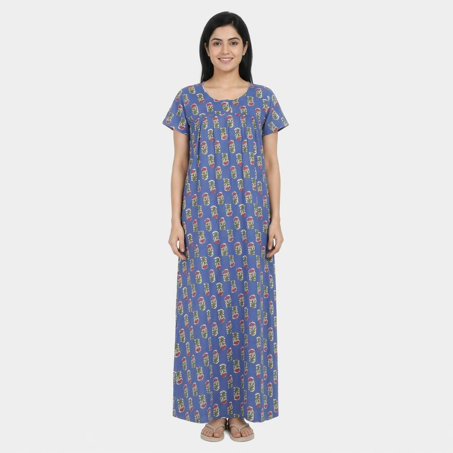 Women's Blue Nighty, Mid Blue, large
