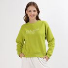 Women's Bright Lime Green Crew Neck Casual Sweatshirt, हल्का हरा, small image number null