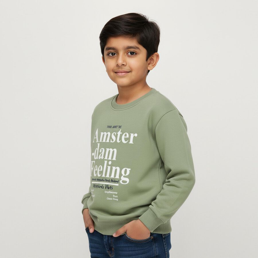 Boys' Sweatshirt, हल्का हरा, large image number null