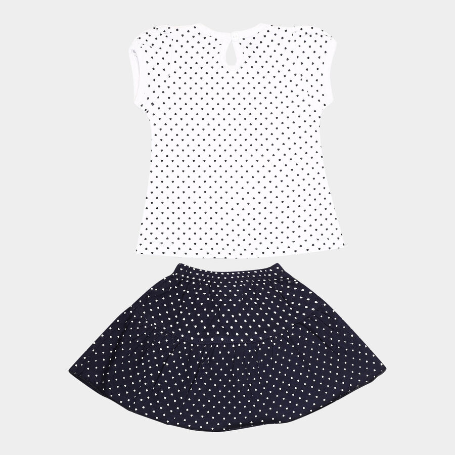 Infants Cotton Skirt Top Set, Navy Blue, large image number null