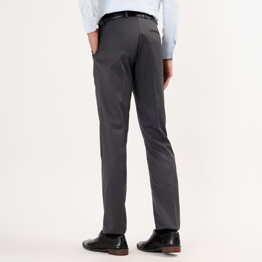 Unisex Charcoal Black Slim Fit Formal Trousers, Dark Grey, large image number null