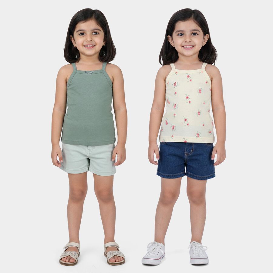Girls Light Green Cotton Vest, हल्का हरा, large