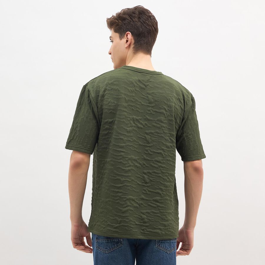Men's Muted Olive Crew Neck Athleisure T-Shirt, Olive, large