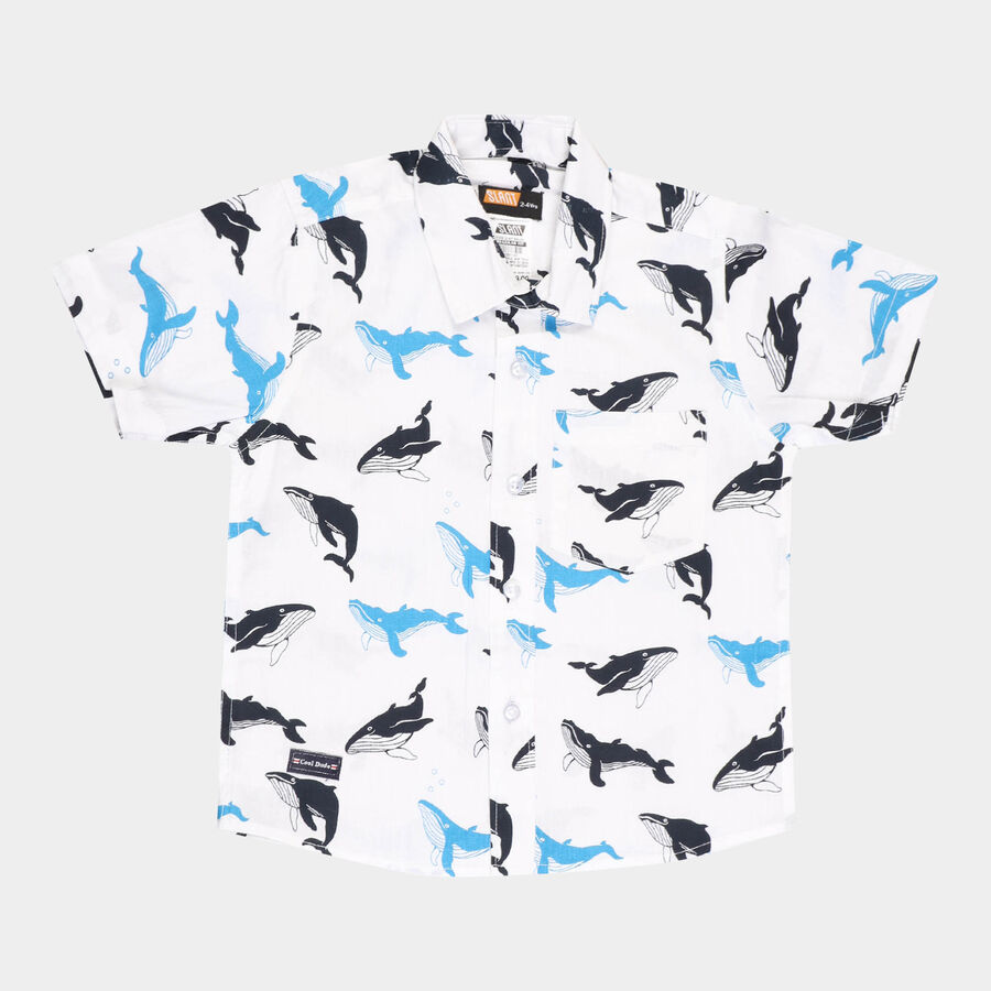 Boys Cotton Casual Shirt, White, large image number null