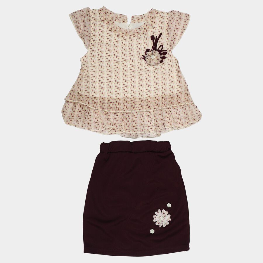 Girls Purple Top and Skirt Set, Purple, large