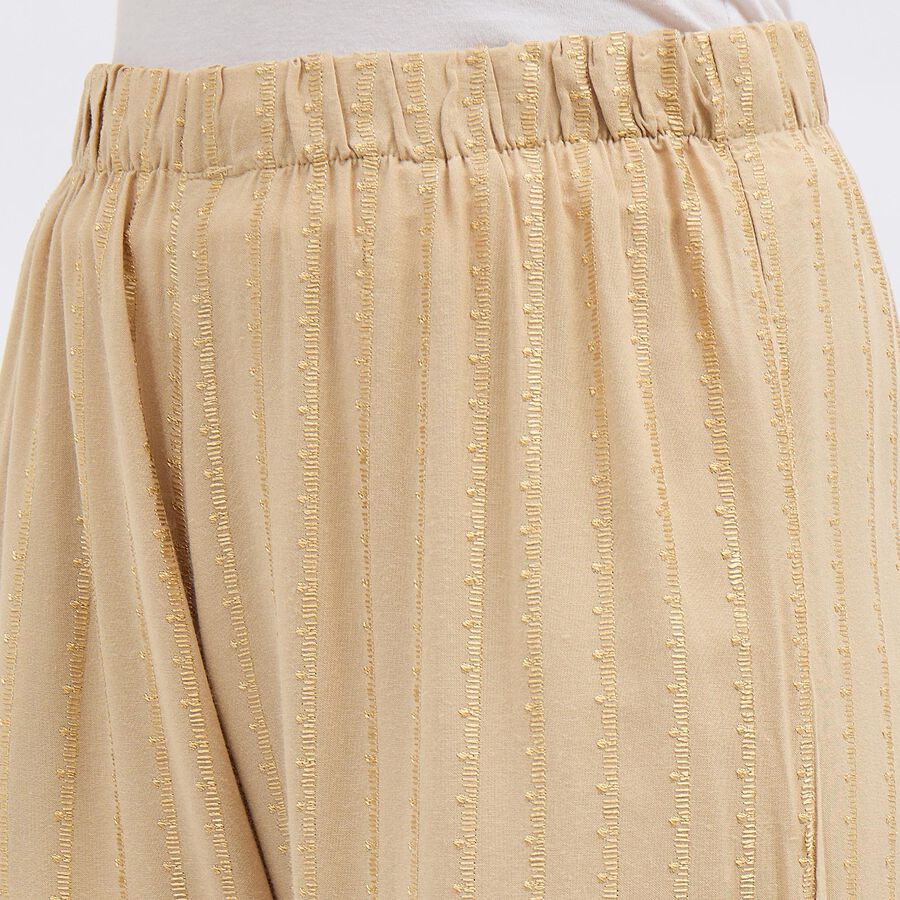 Women's Beige Regular Fit Embroidered Palazzos, Beige, large