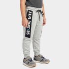 Boys Grey Jogger Typography Printed Pyjama, Melange Light Grey, small