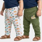 Infants Olive and Green Cotton Printed Pyjama Set, Olive, small
