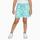 Girls' Bright Aqua Daisy Print Cotton Blend Shorts, एक्वा, small