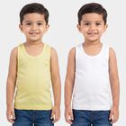 Boys Yellow Cotton Round Neck Vest, Yellow, small
