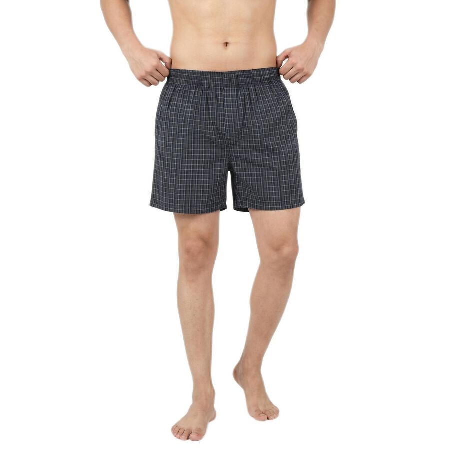 Men's Navy Blue Classic Fit Solid Boxers, Navy Blue, large