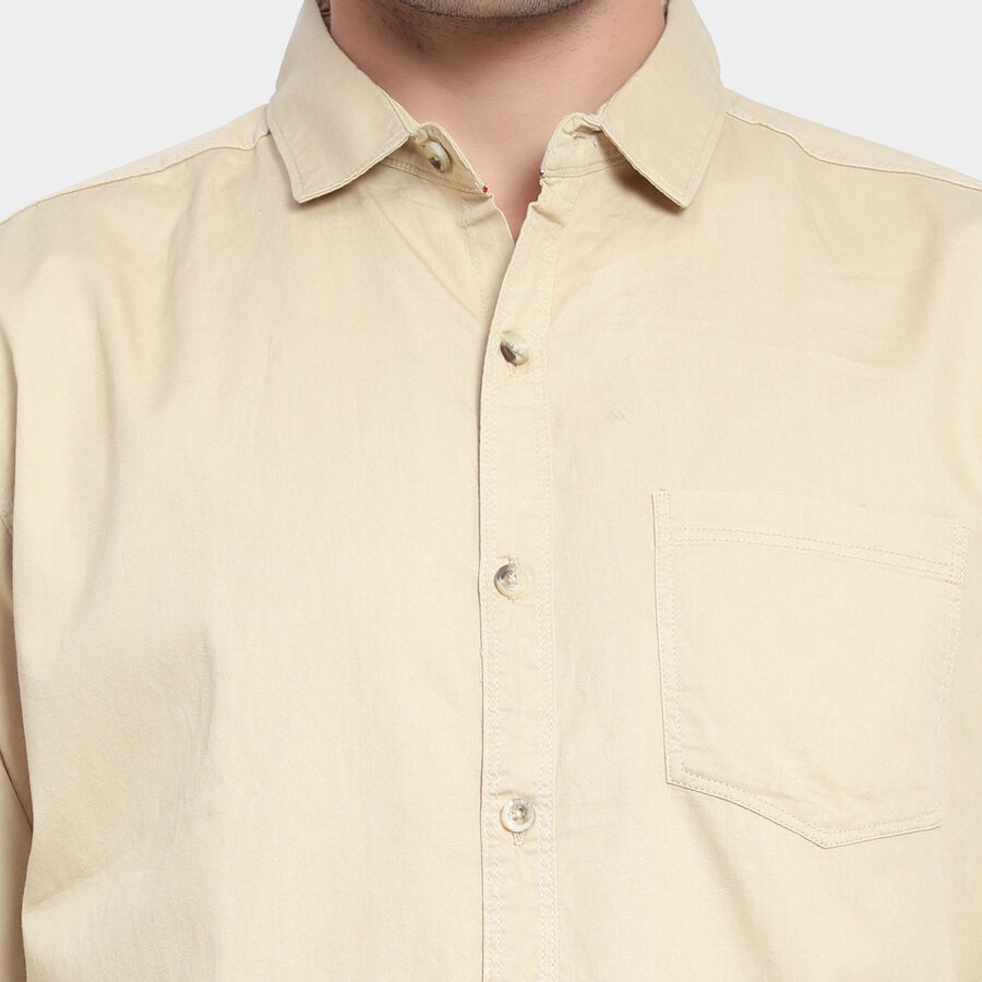 Cotton Solid Casual Shirt, Beige, large image number null