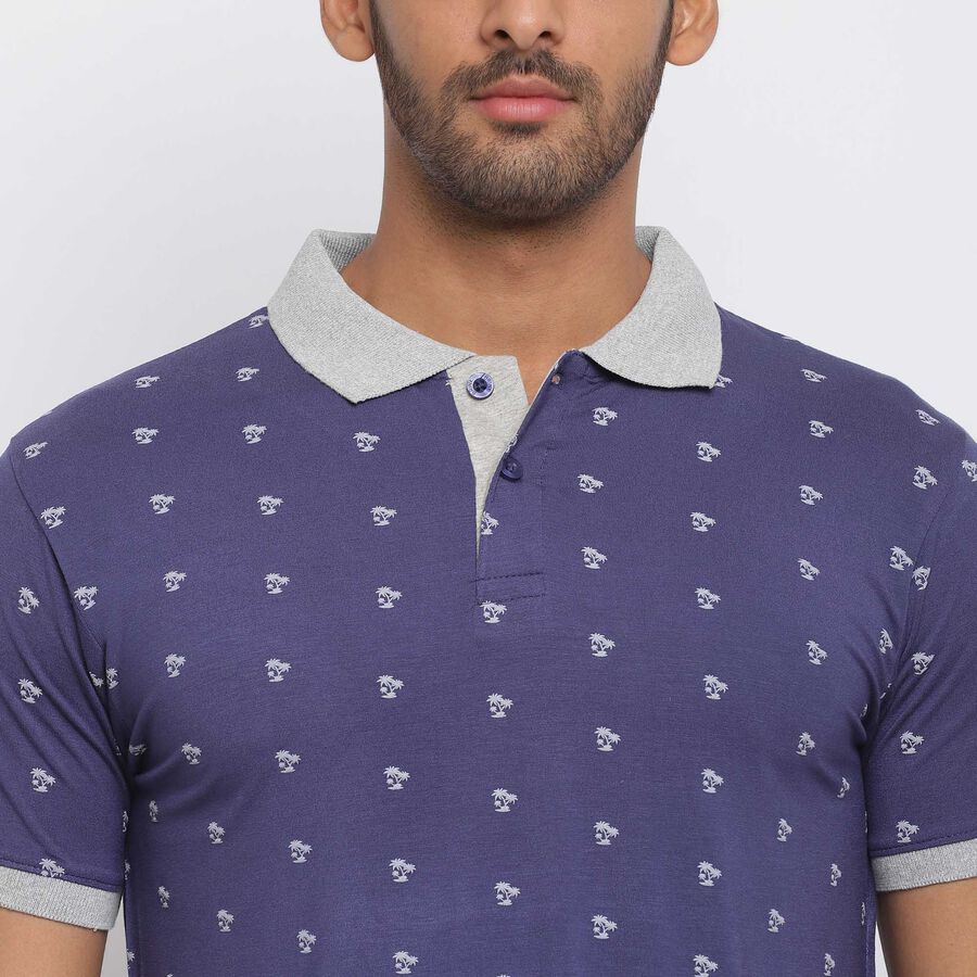 Cotton Printed Polo Shirt, Navy Blue, large image number null