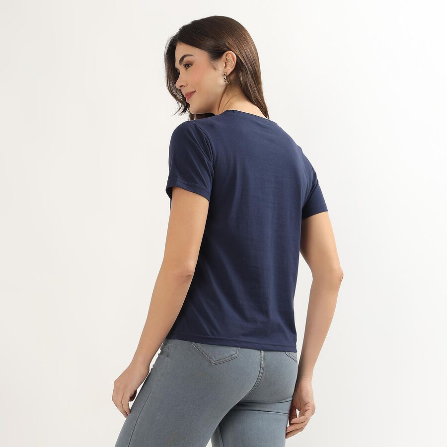 Ladies' Round Neck T-Shirt, नेवी ब्लू, large