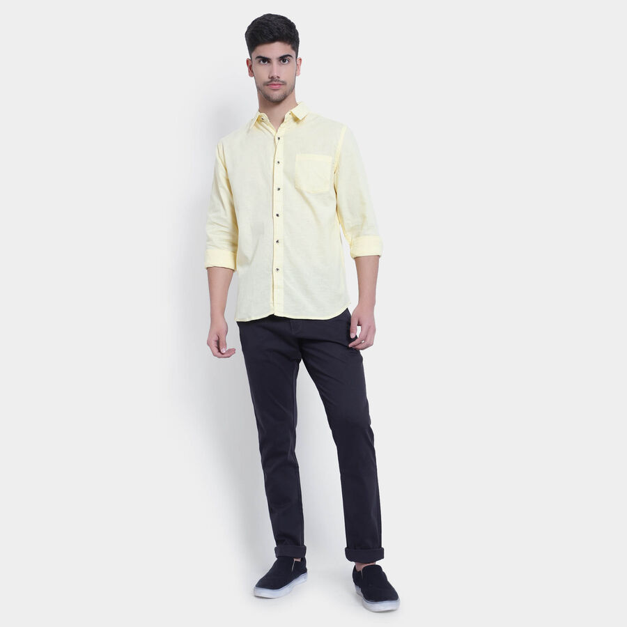 Cotton Solid Casual Shirt, Yellow, large image number null