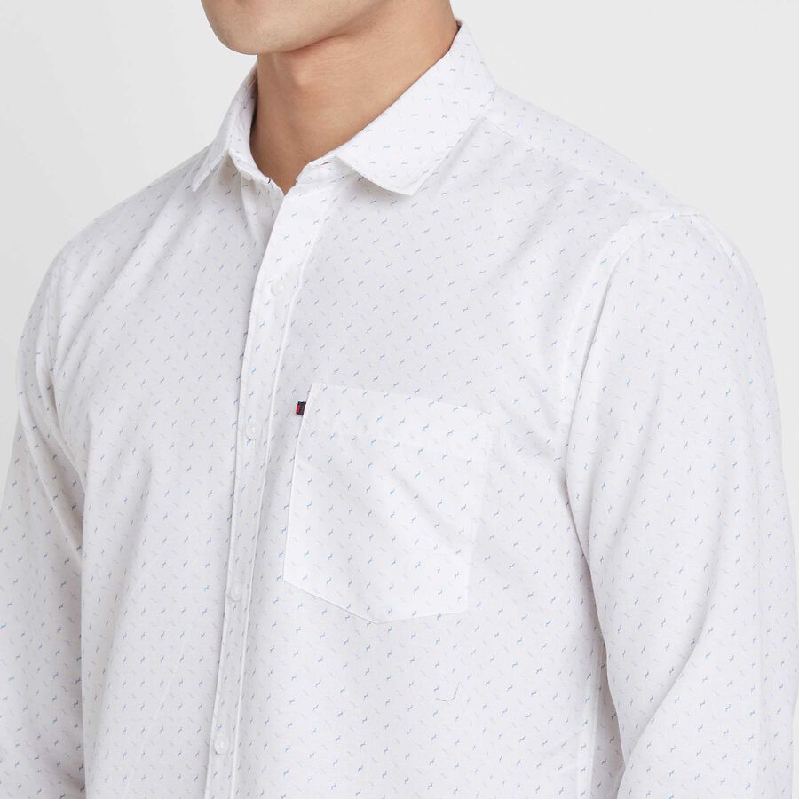 Printed Slim Fit Casual Shirt, White, large image number null