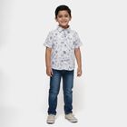 Boys White Cotton Half Sleeve Classic Collar Casual Shirt, White, small