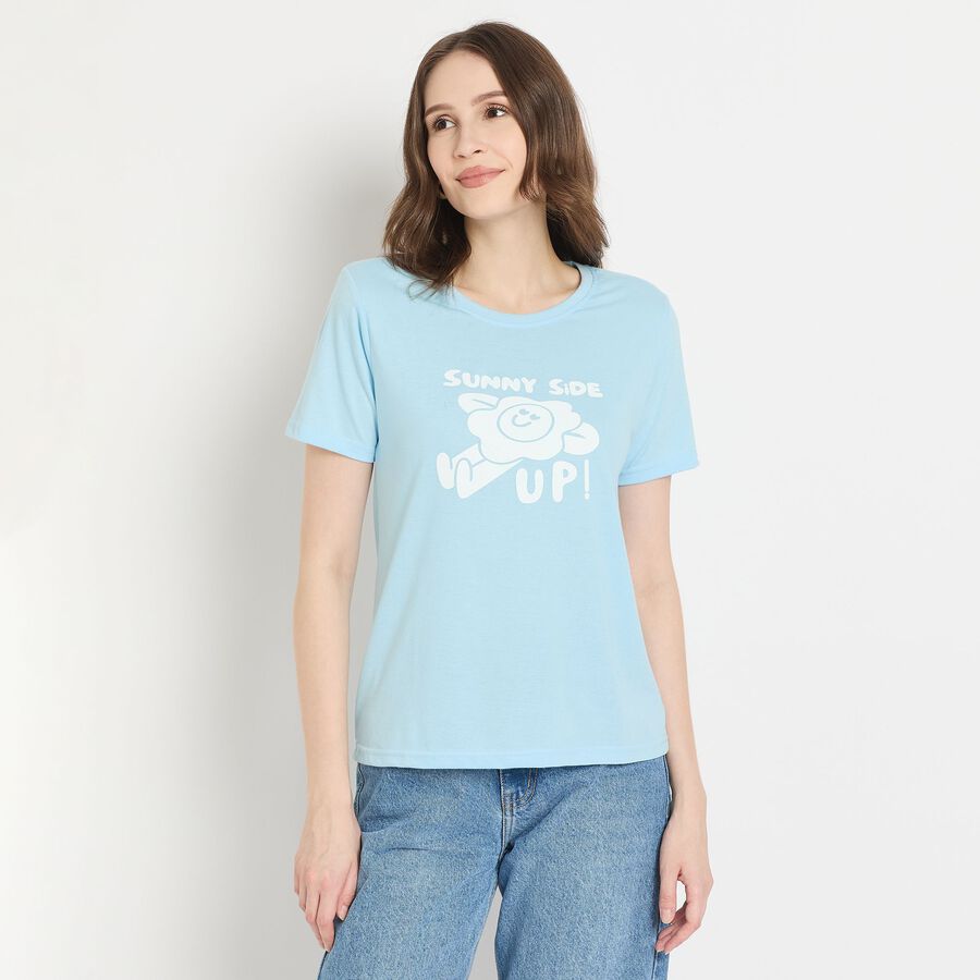 Ladies' Round Neck T-Shirt , हल्का नीला, large image number null