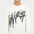 Boys' Off White Crew Neck Graphic Print Sweatshirt, Off White, small