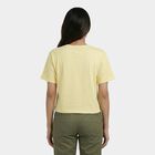 Women's Yellow Cotton Round Neck Casual T-Shirt, पीला, small