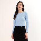 Women's Blue Sweetheart Neck Romantic Top, Light Blue, small